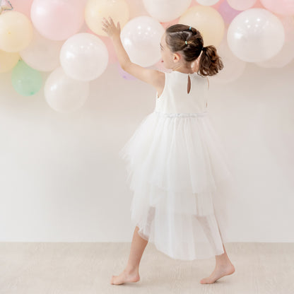 Flower Girl Series - Cascading Dress in White by Le Petit Society — image 3