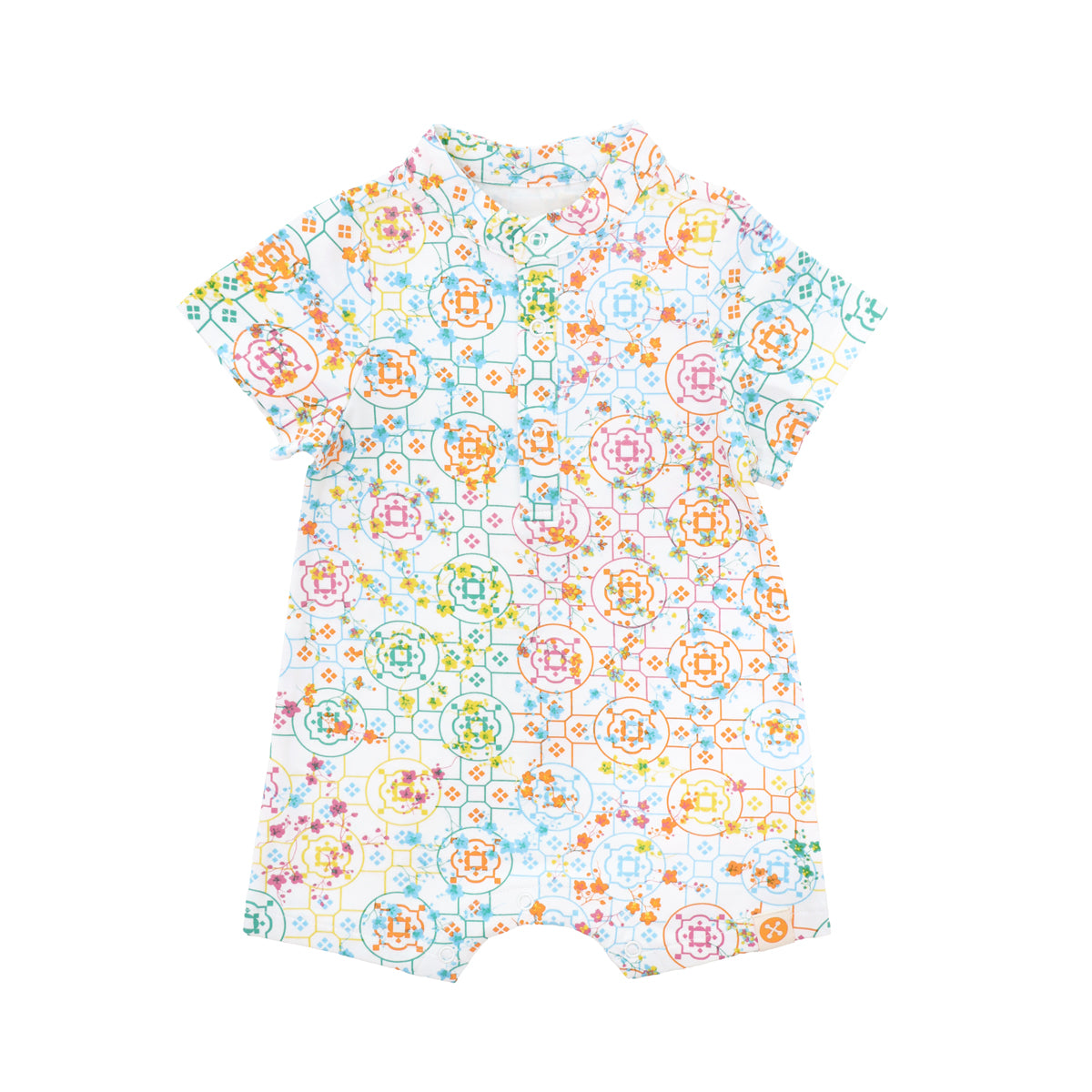 Chinese Motif Series - Baby Boy Jersey Romper in Rainbow Motif by Le Petit Society — image 7