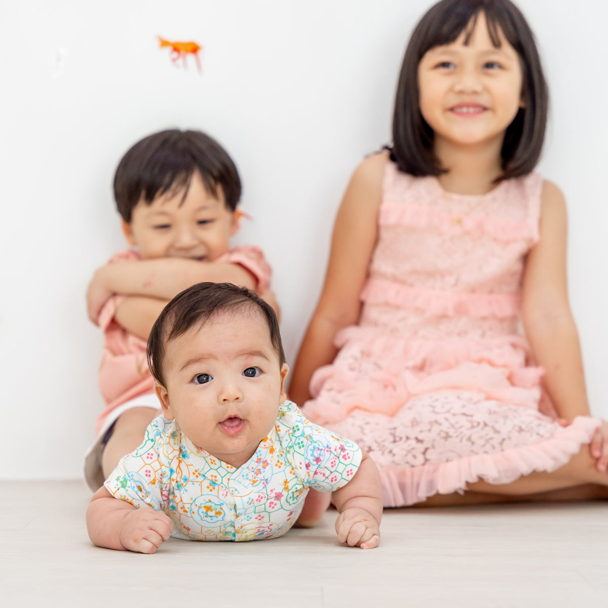 Chinese Motif Series - Baby Boy Jersey Romper in Rainbow Motif by Le Petit Society — image 2