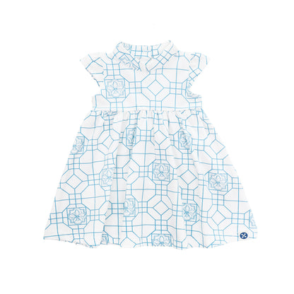 Chinese Motif Series - Baby Girl Cheongsam Jersey Dress in Blue Orchid Motif by Le Petit Society — image 3