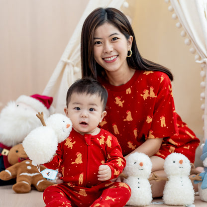 Baby Organic Sleepsuit in Christmas Puppy Print by Le Petit Society — image 6