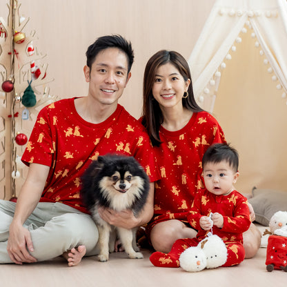 Baby Organic Sleepsuit in Christmas Puppy Print by Le Petit Society — image 3