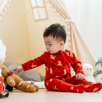 Baby Organic Sleepsuit in Christmas Puppy Print by Le Petit Society — image 12