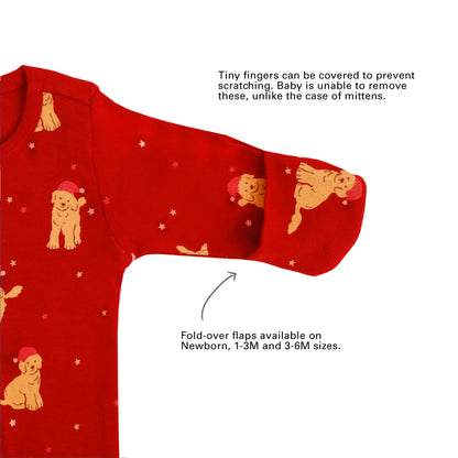 Baby Organic Sleepsuit in Christmas Puppy Print by Le Petit Society — image 10