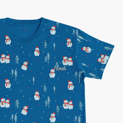 Adult Organic Tee in Christmas Snowman Print (Personalisable) by Le Petit Society — image 4