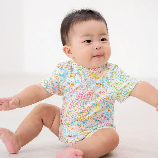 Chinese Motif Series - Baby Boy Jersey Romper in Rainbow Motif by Le Petit Society
