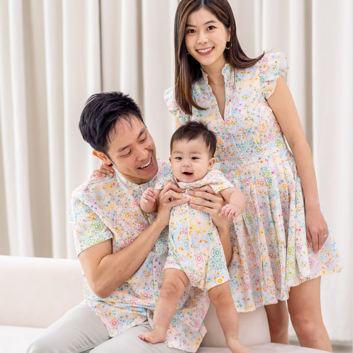 Chinese Motif Series - Baby Boy Jersey Romper in Rainbow Motif by Le Petit Society — image 3