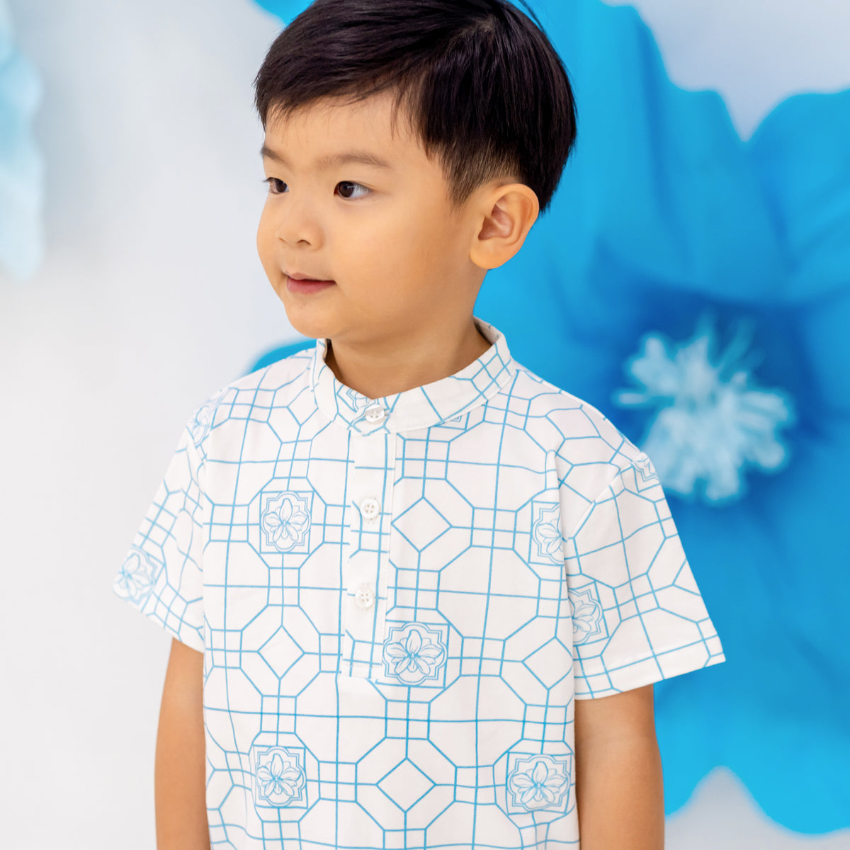 Chinese Motif Series - Boys Jersey Shirt in Blue by Le Petit Society — image 13