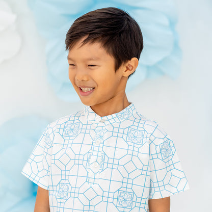 Chinese Motif Series - Boys Jersey Shirt in Blue by Le Petit Society — image 5