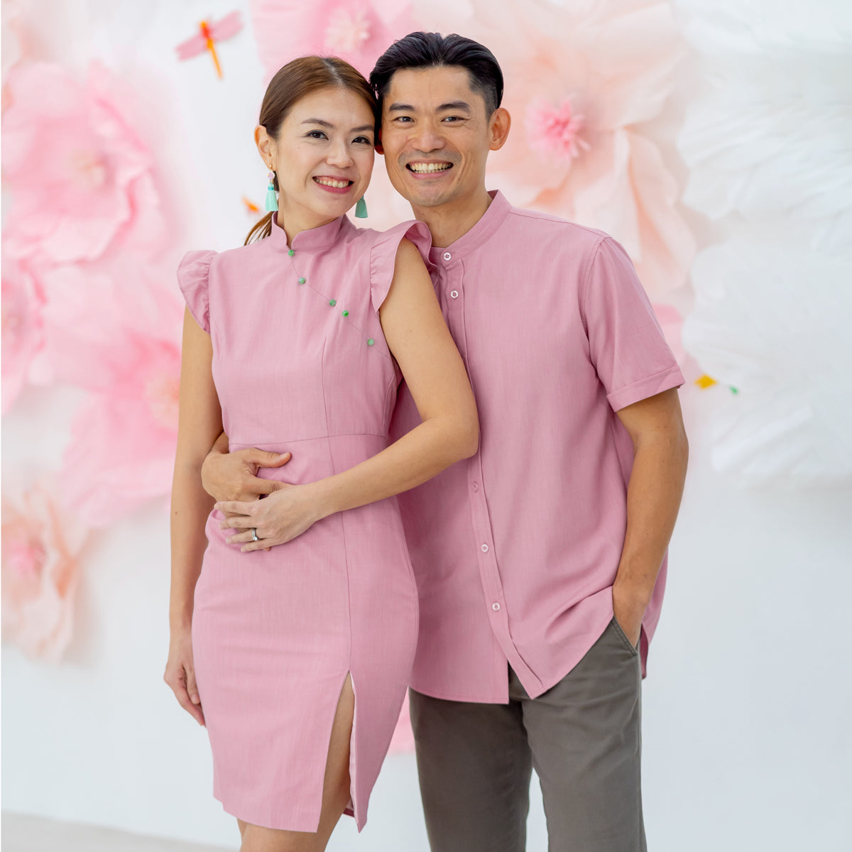 Chinese Motif Series - Ladies Cheongsam Slit Dress in Pink by Le Petit Society — image 6