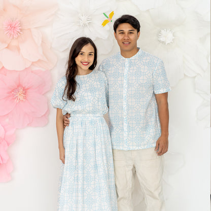 Chinese Motif Series - Men's Shirt in Blue Orchid Motif - Relaxed Fit by Le Petit Society — image 8