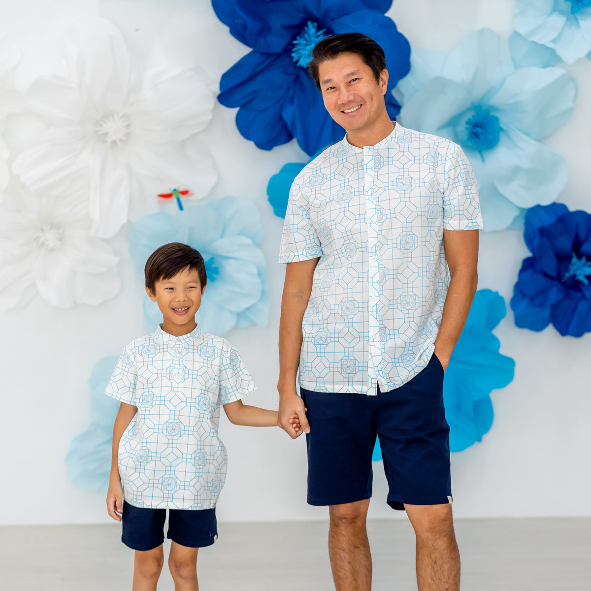 Chinese Motif Series - Men's Shirt in Blue Orchid Motif - Relaxed Fit by Le Petit Society — image 15