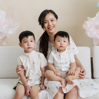Botanic Series - Baby Boy Shirt Romper in Bird Print (Personalisable) by Le Petit Society — image 3