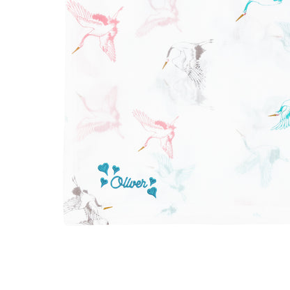 Baby Organic Swaddle in Cranes by Le Petit Society — image 2