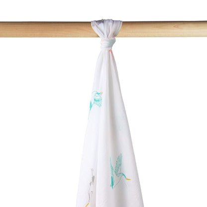 Baby Organic Swaddle in Cranes by Le Petit Society — image 6