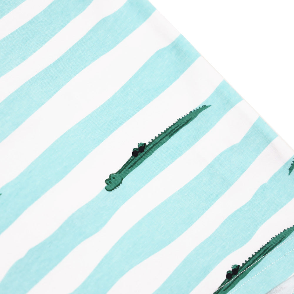 Made For Play - Baby Sleeveless Romper in Crocodile Print by Le Petit Society — image 2