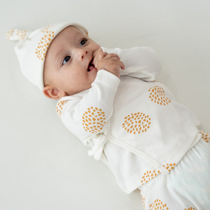 Baby Organic Long Sleeves Kimono Top in Dandelion Print by Le Petit Society — image 5