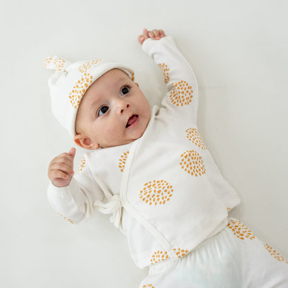 Baby Organic Long Sleeves Kimono Top in Dandelion Print by Le Petit Society — image 9