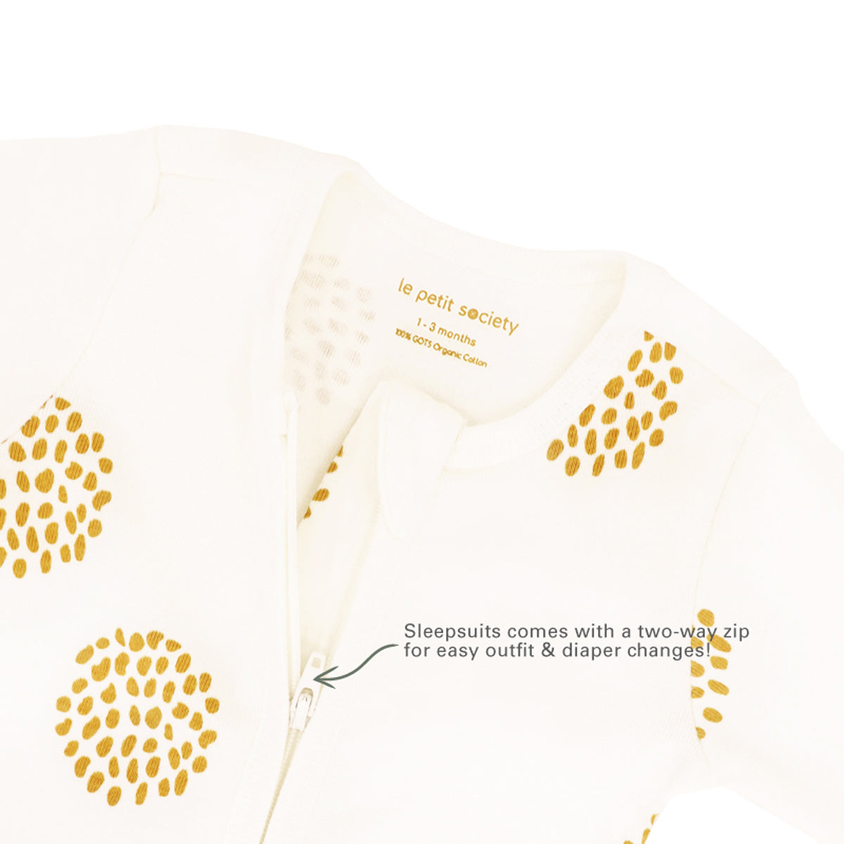 Baby Organic Zip Sleepsuit in Dandelion Print by Le Petit Society — image 9