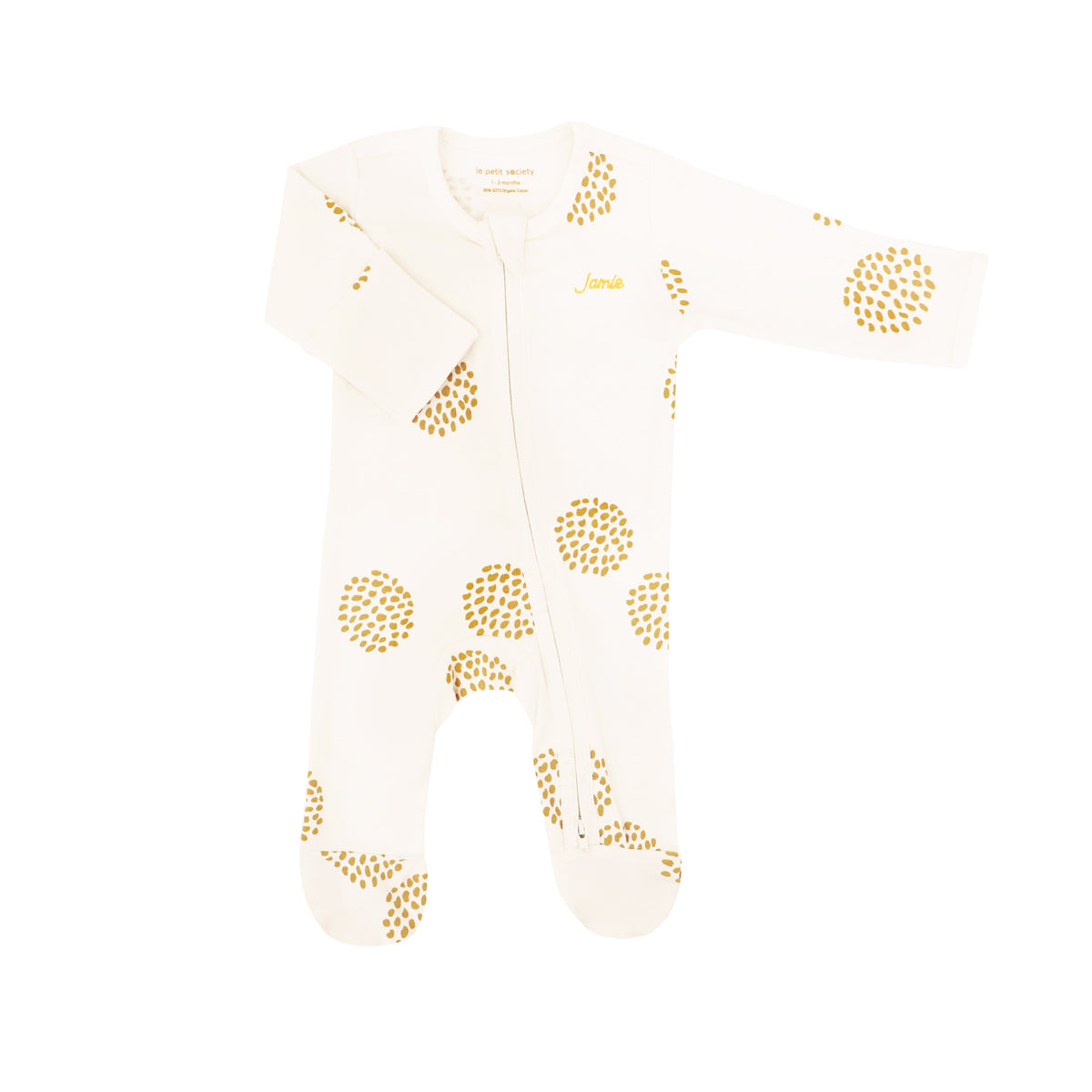 Baby Organic Zip Sleepsuit in Dandelion Print by Le Petit Society — image 4