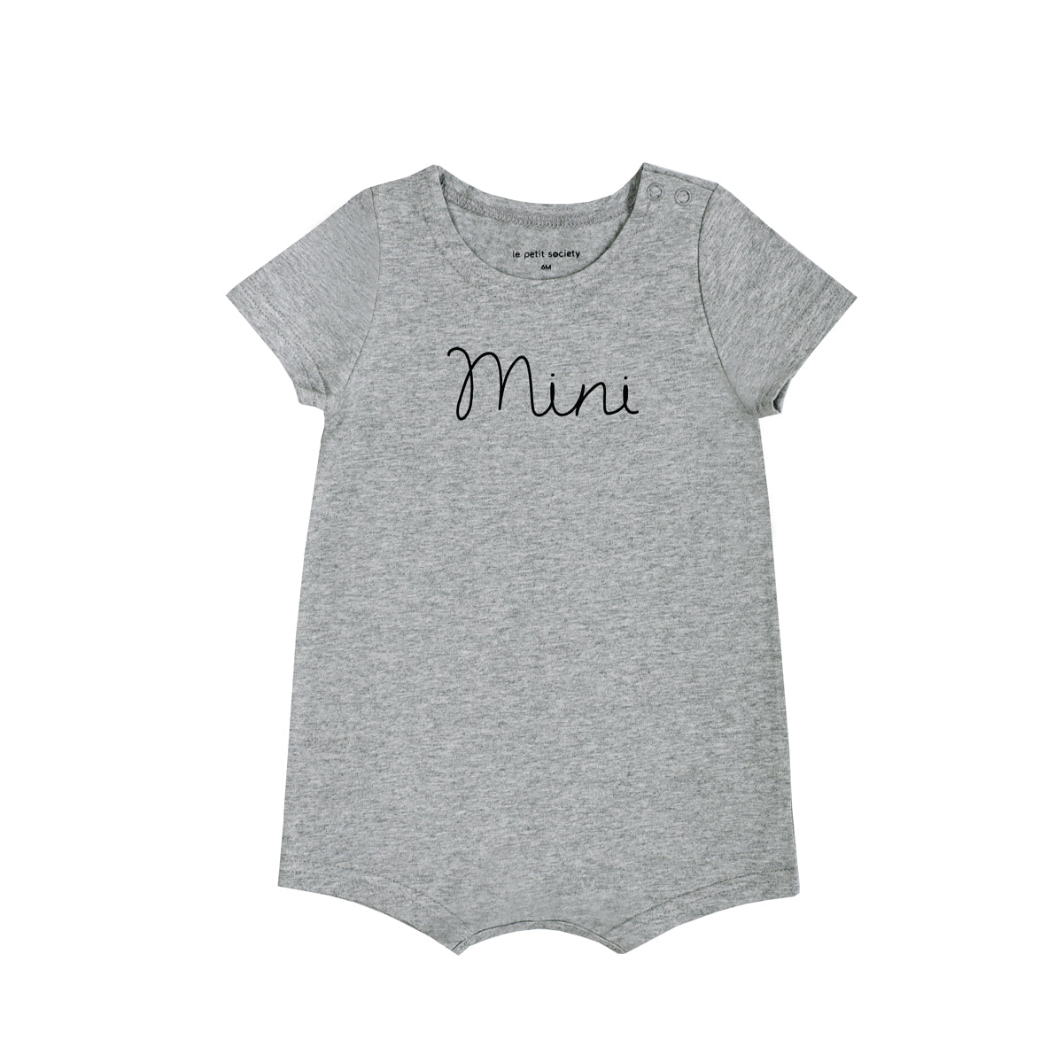 Family Tees - Mini Baby Short Sleeves Romper in Dark Grey by Le Petit Society