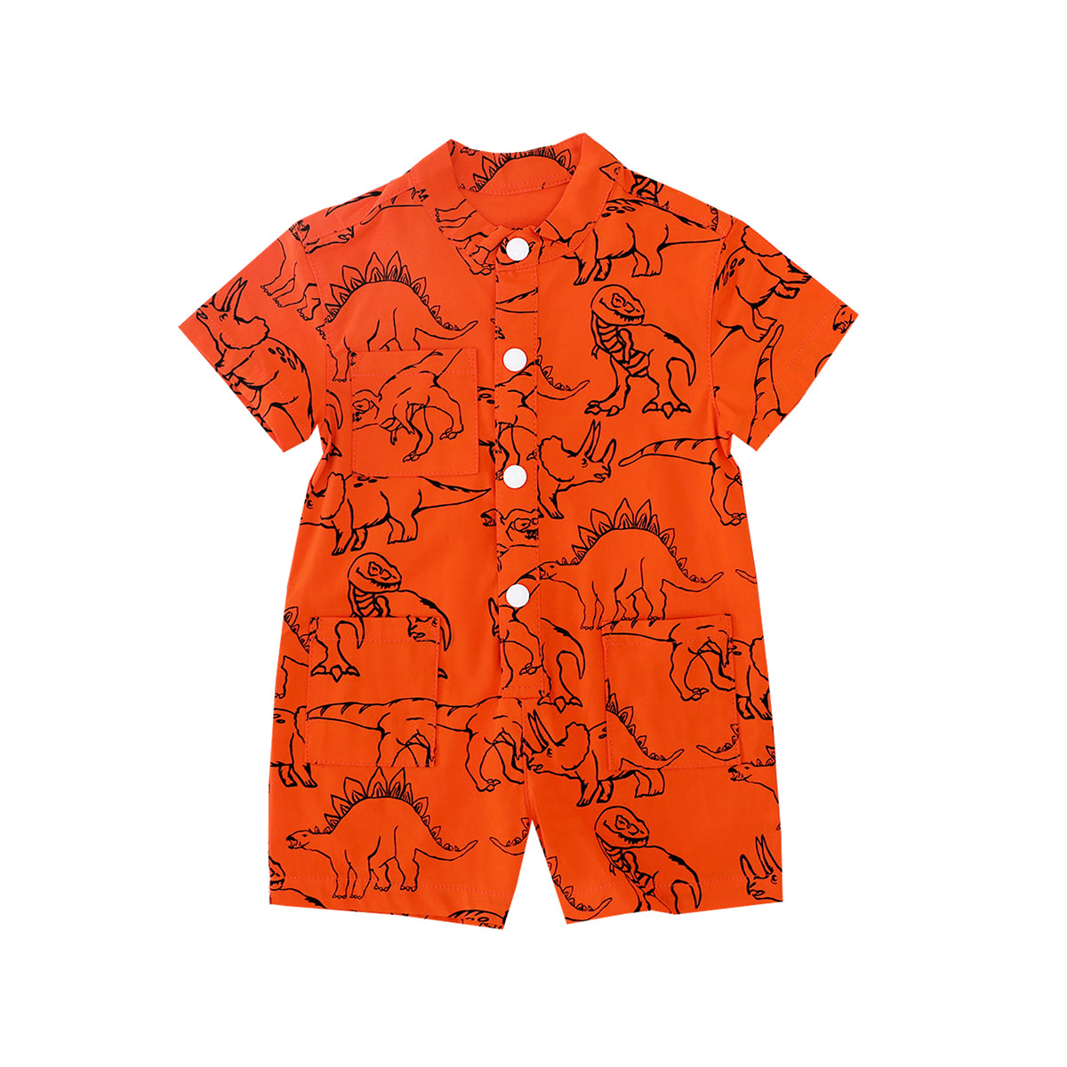 Made for Play - Baby Playsuit in Dino Sketch Print in Orange by Le Petit Society — image 7
