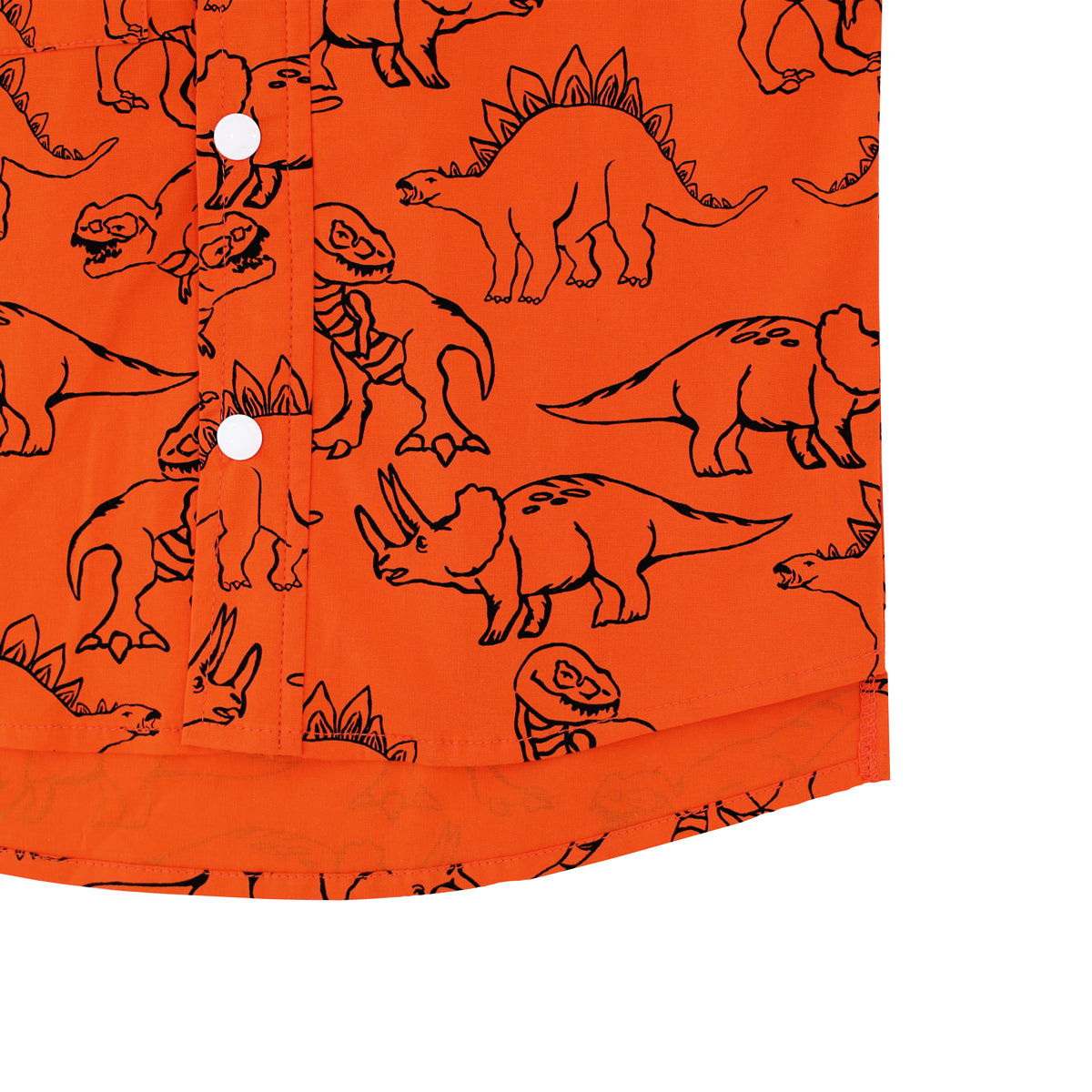 Made for Play - Boys Wide-Pocket Shirt in Dino Sketch Print in Orange by Le Petit Society — image 7