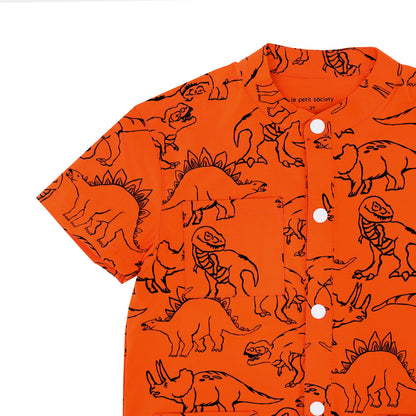 Made for Play - Kids Playsuit in Dino Sketch Print in Orange by Le Petit Society — image 4