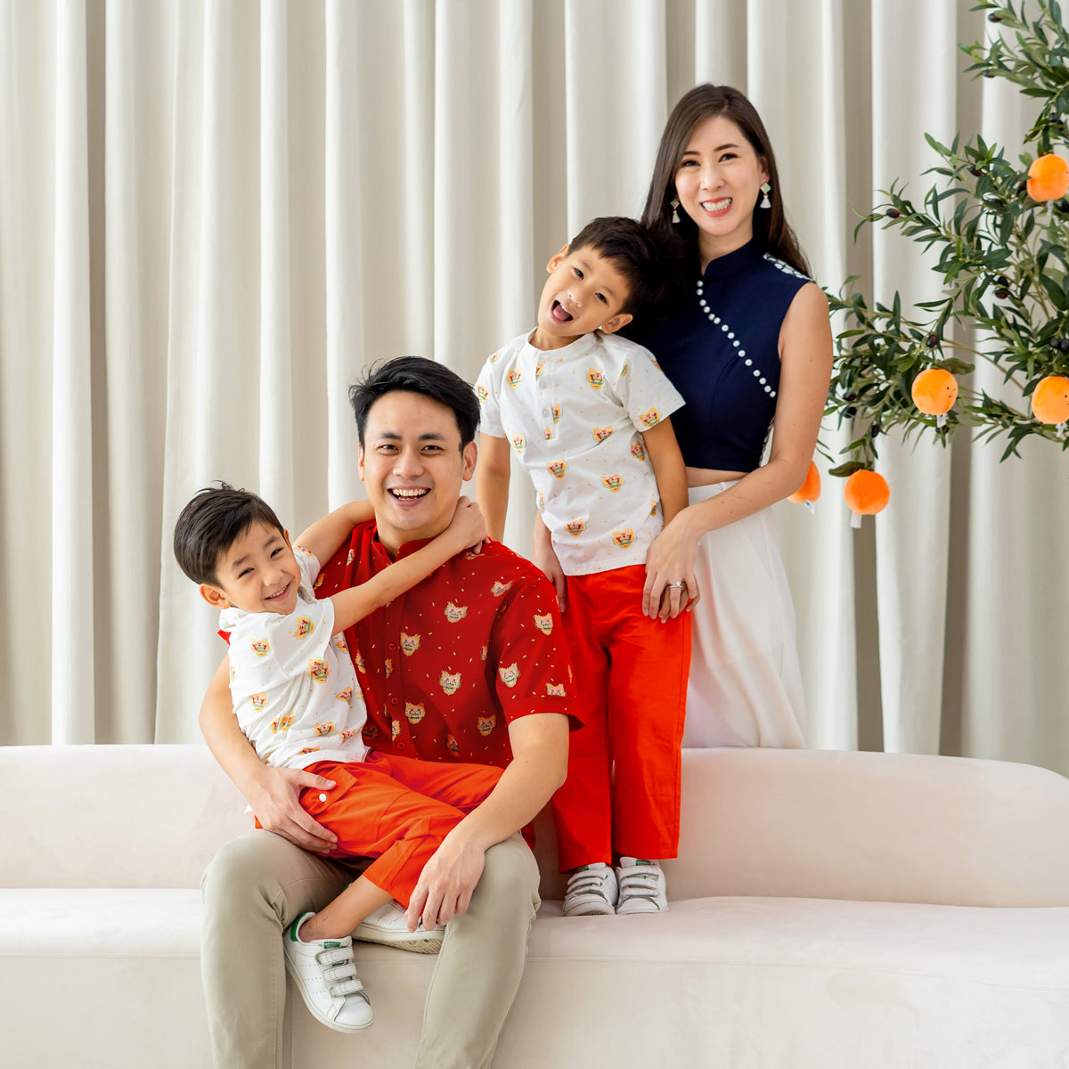 Kids Utility Pants in Orange by Le Petit Society — image 2