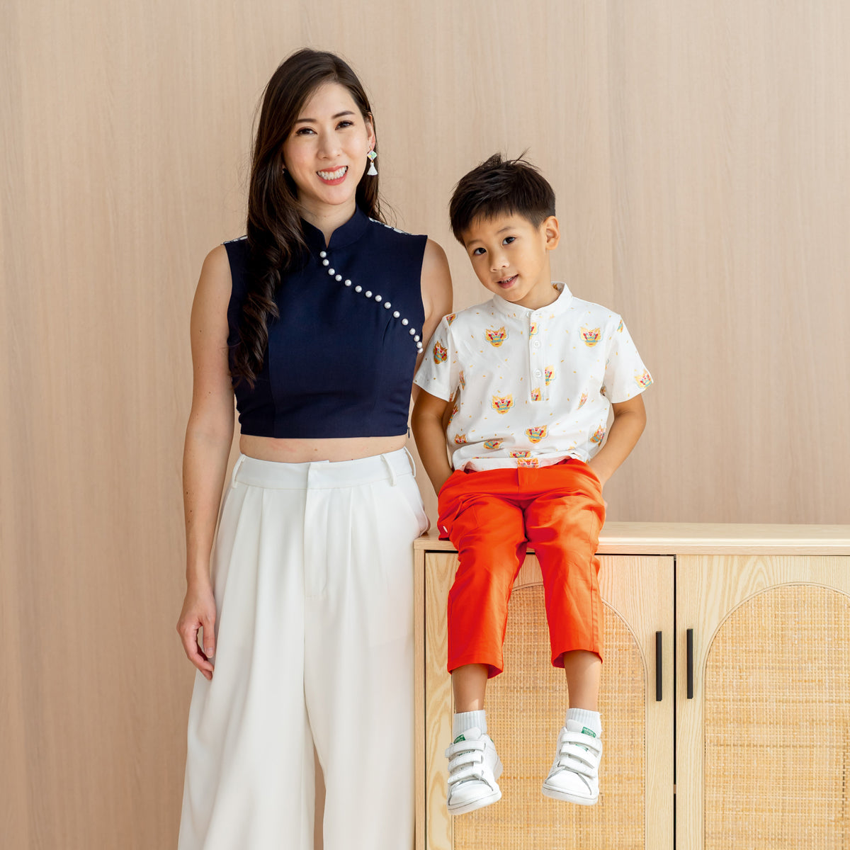 Kids Utility Pants in Orange by Le Petit Society — image 4
