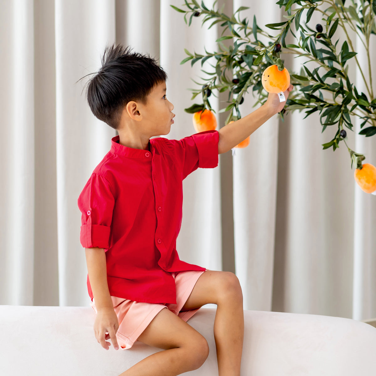Dragon Series - Boys Long Sleeves Shirt in Red by Le Petit Society — image 9