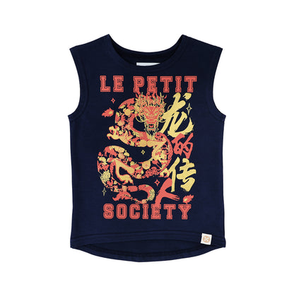 Dragon Streetwear - Kids Tank in Navy Dragon by Le Petit Society — image 6