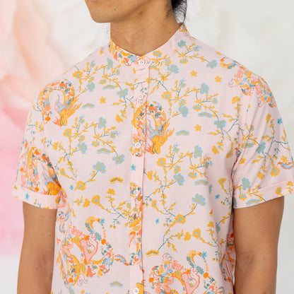 Dragon Series - Men’s Shirt in Pink Floral Print - Classic Fit by Le Petit Society — image 5