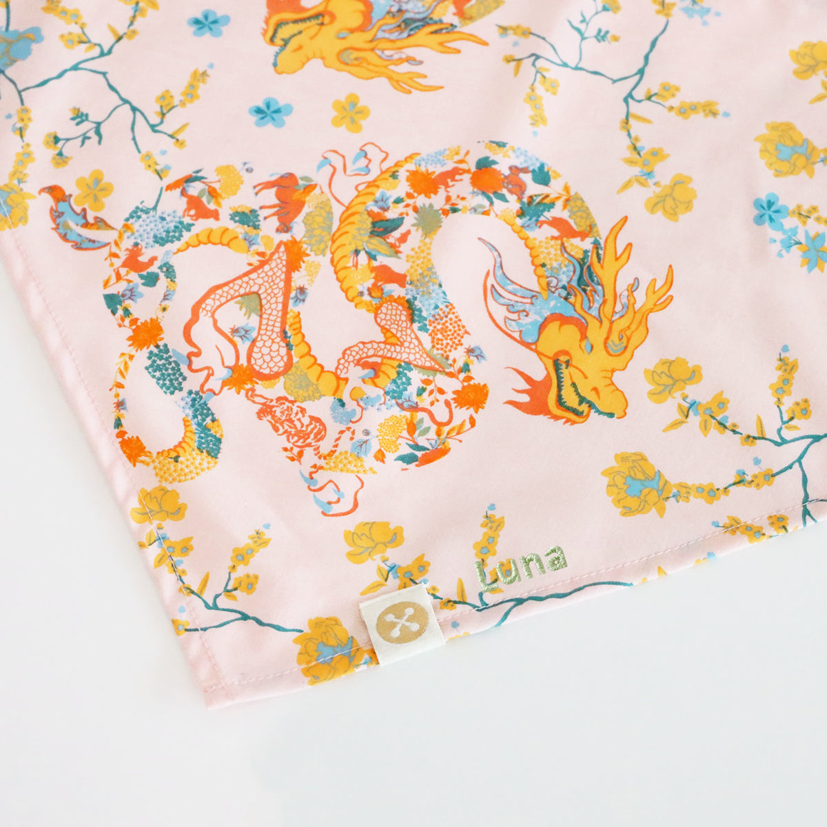 Dragon Series - Pet Bandana in Pink Floral (Personalisable) by Le Petit Society — image 2
