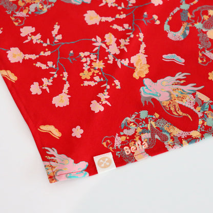 Dragon Series - Pet Bandana in Red Floral (Personalisable) by Le Petit Society — image 3