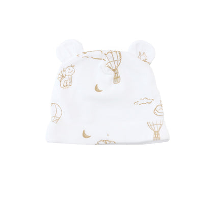 Baby Organic Bear Hat in Dreamy Dragon - White by Le Petit Society — image 3