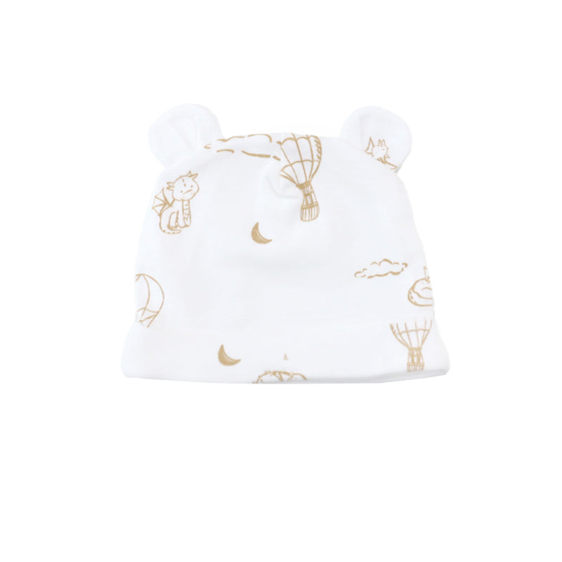 Baby Organic Bear Hat in Dreamy Dragon - White by Le Petit Society — image 4