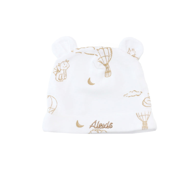 Baby Organic Bear Hat in Dreamy Dragon - White by Le Petit Society — image 2