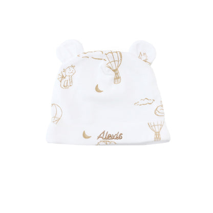 Baby Organic Bear Hat in Dreamy Dragon - White by Le Petit Society — image 2