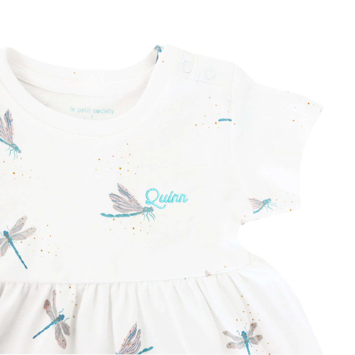 Baby Girl Organic Dress in Dragonfly Print by Le Petit Society — image 3
