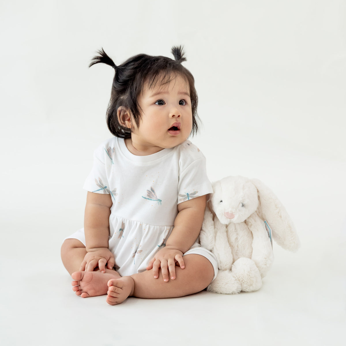 Baby Girl Organic Dress in Dragonfly Print by Le Petit Society — image 2