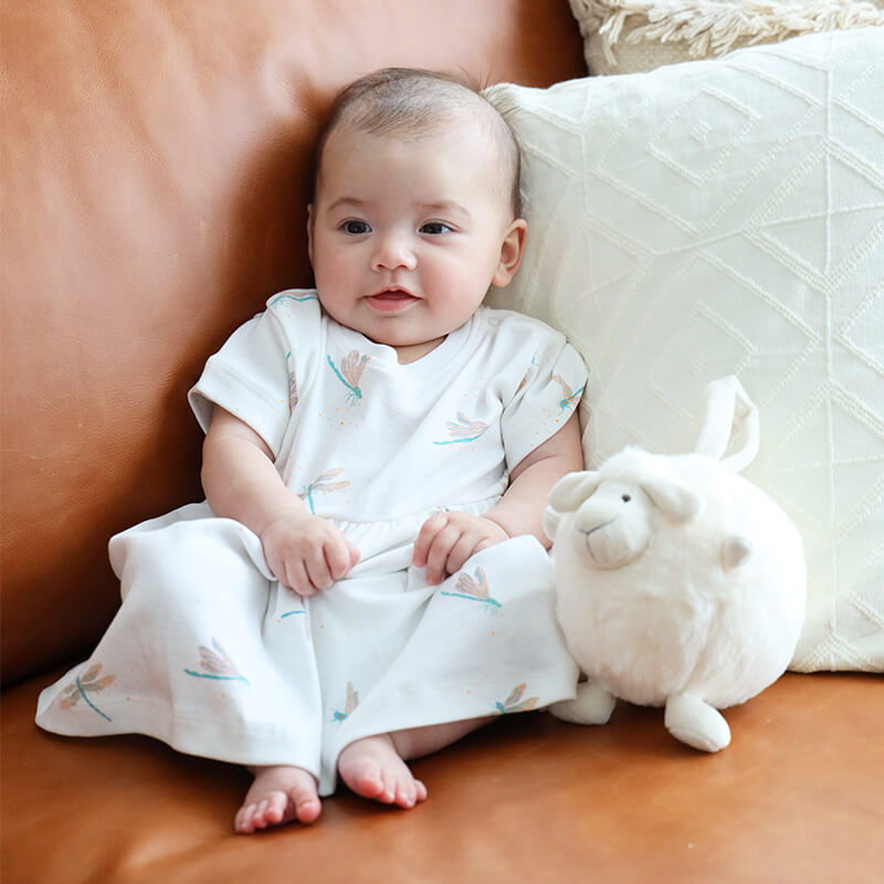 Baby Girl Organic Dress in Dragonfly Print by Le Petit Society — image 5