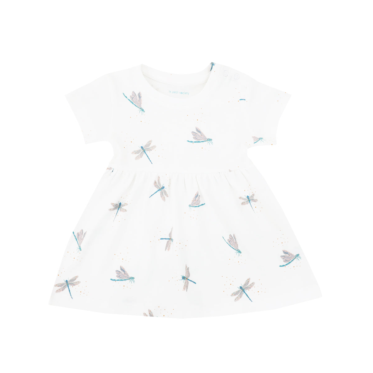 Baby Girl Organic Dress in Dragonfly Print by Le Petit Society — image 8