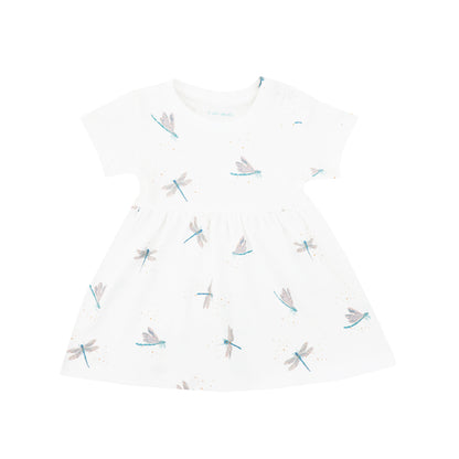 Baby Girl Organic Dress in Dragonfly Print by Le Petit Society — image 8