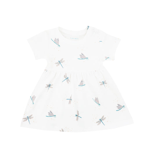 Baby Girl Organic Dress in Dragonfly Print by Le Petit Society