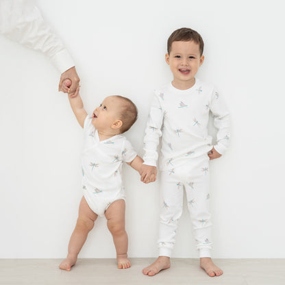 Baby Organic Kimono Romper in Dragonfly Print by Le Petit Society — image 2