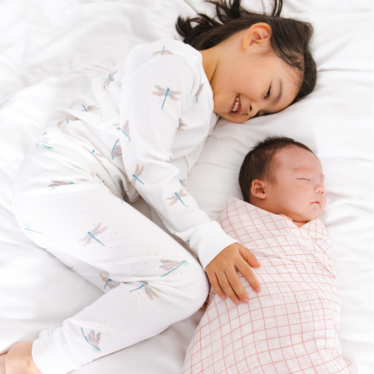 Kids Long Sleeve Organic Pyjamas Set in Dragonfly Print by Le Petit Society — image 2