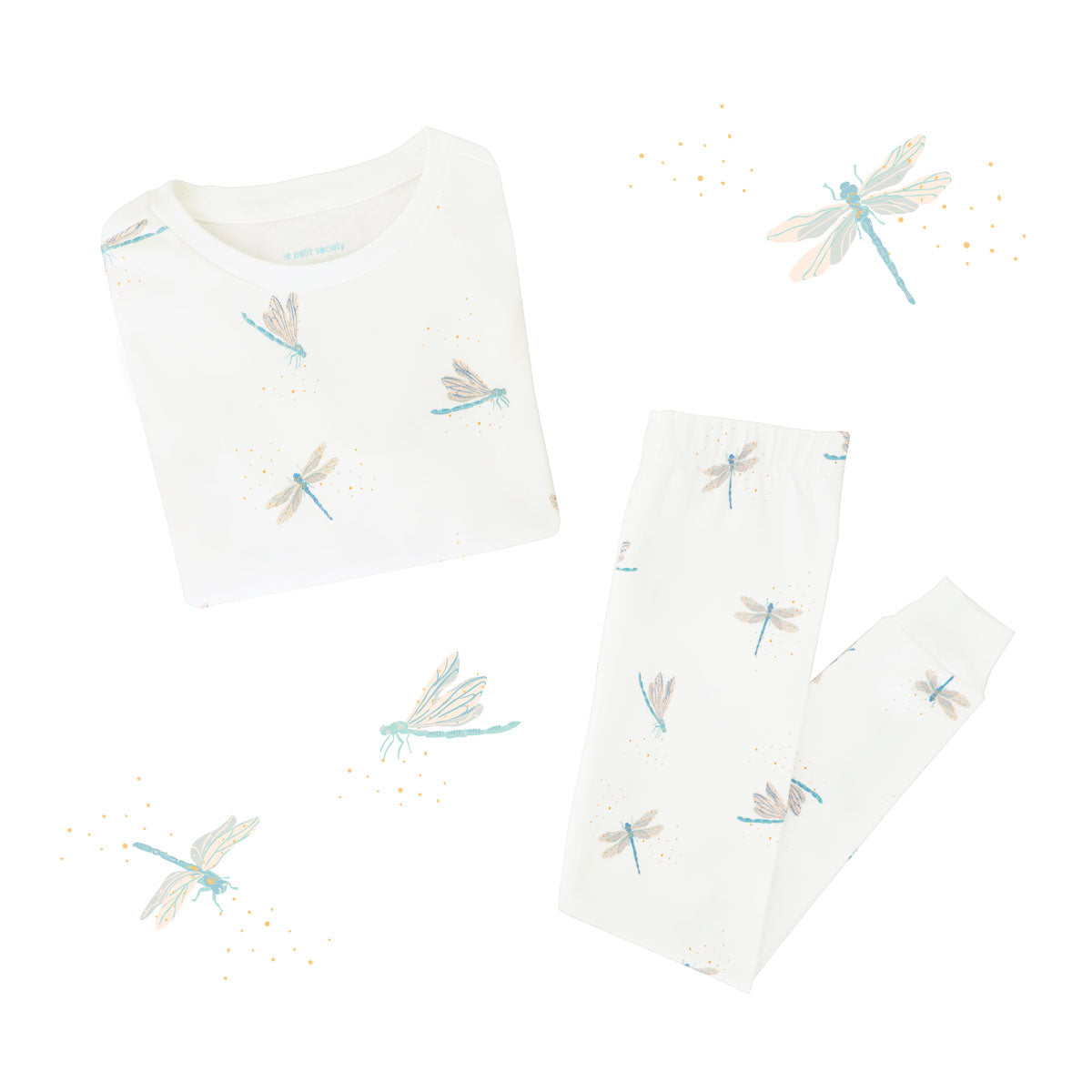 Kids Long Sleeve Organic Pyjamas Set in Dragonfly Print by Le Petit Society — image 15
