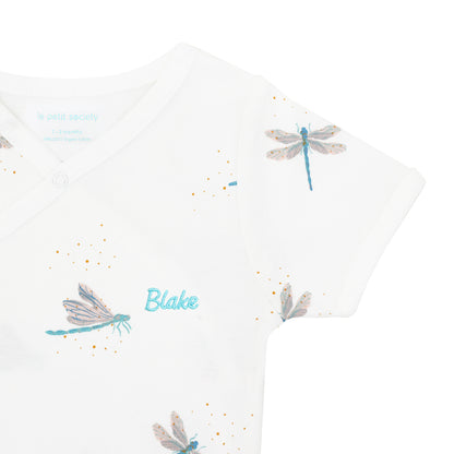 Baby Organic Kimono Romper in Dragonfly Print by Le Petit Society — image 3