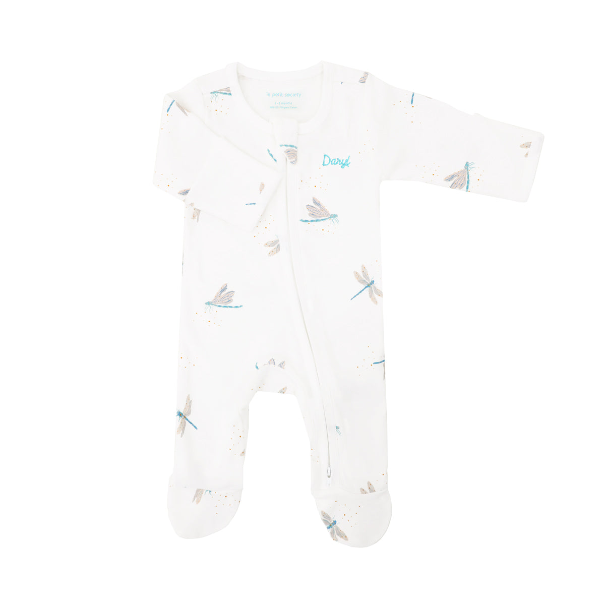 Baby Organic Zip Sleepsuit with Foldable Mittens & Footies in Dragonfly by Le Petit Society — image 20